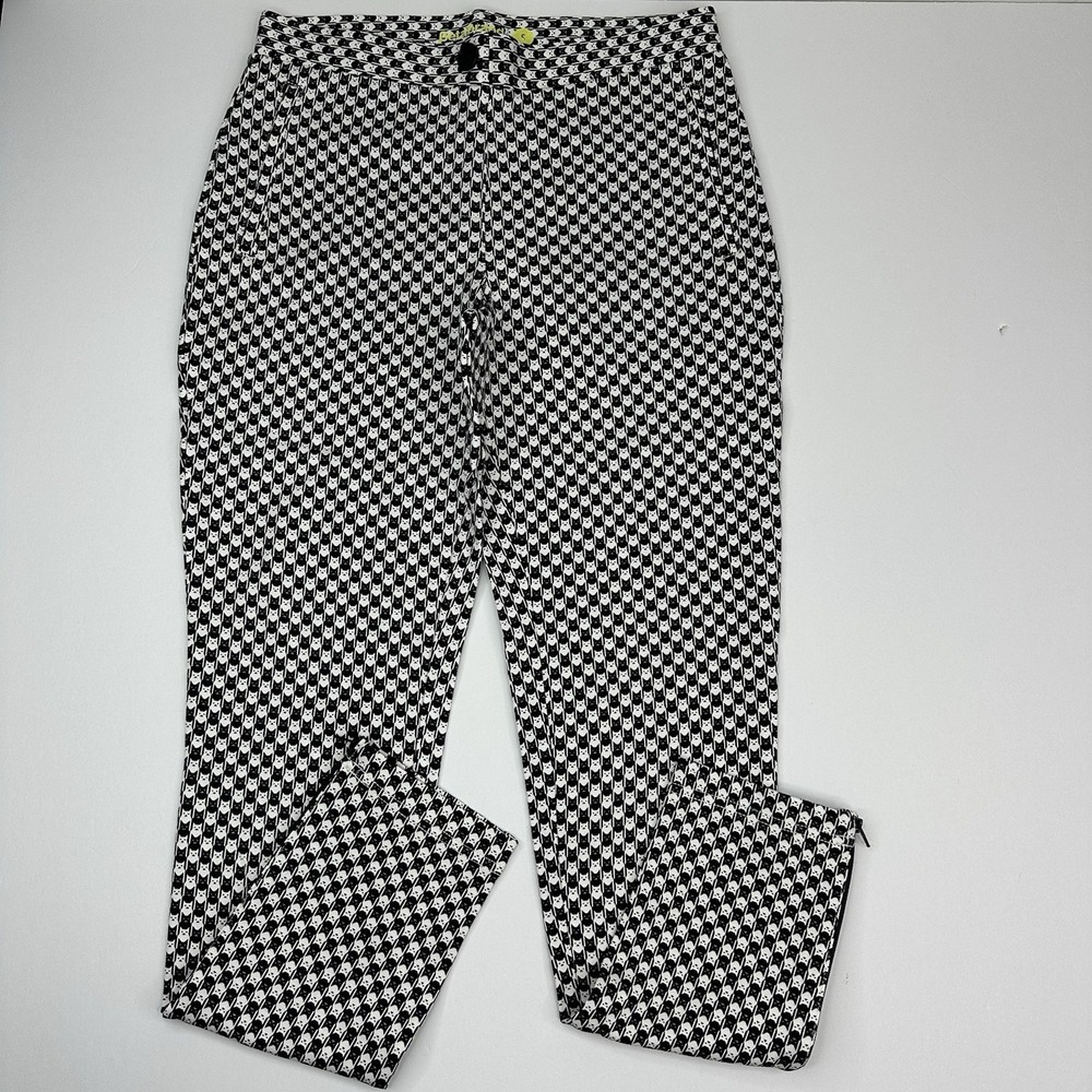 Betabrand Women Skinny Leg Dress Pant Yoga Pants Catstooth Black White Small NEW